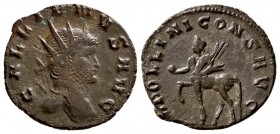 Gallienus. AD 253-268. AE Antoninianus.(2.60 g, 18.80 mm)
Rome mint, 8th officina. 10th emission, AD 267-268.
Radiate head right /
Centaur walking ...