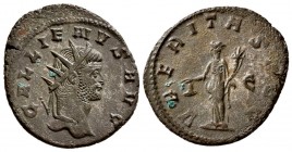 Gallienus. AD 253-268. AE Antoninianus.(4.10 g, 22.26 mm)
Sole reign. Siscia or Rome mint.
GALLIENVS AVG, radiate head right /
VBERITAS AVG, Uberit...