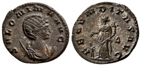 Salonina. AD 254-268. AE Antoninianus.(3.10 g, 18.80 mm)
Rome,
SALONINA AVG, diademed and draped bust right, set on crescent /
FECVNDITAS AVG, Fecu...