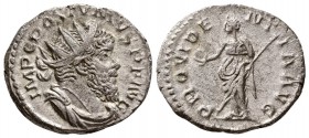 Postumus. AD 260-268. AR Antoninianus.(3.60 g, 19.68 mm)
 Lyons.
 IMP C POSTVMVS PF AVG, radiate, draped bust right./
 PROVIDETIA AVG, Providentia ...