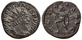 Postumus. AD 260-268. AE Antoninianus.( 3.30 g, 19.56 mm)
 IMP C POSTVMVS P F AVG, radiate, draped & cuirassed bust right/
 ORIENS AVG, Sol advancin...