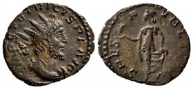 Tetricus I. AD 271-274. AE Antoninianus.( 2.70 g, 19.70 mm)
 IMP C TETRICVS PF AVG, Radiate, draped and cuirassed bust right./
 SPES PVBLICA, Spes a...