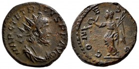 Tetricus I. AD 271-274. AE Antoninianus.( 5 g, 18.98 mm)
 IMP TETRICVS PF AVG, radiate, draped, cuirassed bust right./
 COMES AVG, Victory standing ...