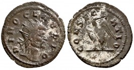 Claudius II. AD 268-270. AE Antoninianus.( 3.20 g, 22.89 mm)
 Rome
 DIVO CLAVDIO, Radiate head right./
 CONSECRATIO, Eagle standing facing, head ri...