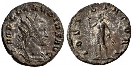 Claudius II. AD 268-270. AE Antoninianus.( 3.30 g, 20.20 mm)
 Rome, 
 IMP C CLAVDIVS AVG. Radiate, draped, cuirassed bust right./
 IOVI STATORI, Ju...