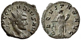 Claudius II. AD 268-270. AE Antoninianus.( 3.30 g, 19.30 mm)
 IMP C CLAVDIVS AVG, radiate, cuirassed bust right./
 AEQVITAS AVG, Aequitas standing l...