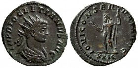 Diocletian. AD 285-286. AE Antoninianus. (3.54g, 22 mm)
 Rome.
 IMP DIOCLETIANVS AVG, radiate, draped and cuirassed bust right / 
 IOVI CONSERVAT A...