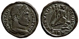 LICINIUS I. AD 317-324. AE Nummus. (2.65 g, 20.13 mm)
 Laureate head / 
 Jupiter standing with Victory and sceptre, eagle at his feet. 
 RIC.69a
 ...