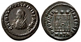 Licinius II. AD 318. AE Nummus (3.20 g, 19.20 mm)
 Heraclea
 DN VAL LICIN LICINIVS NOB C, laureate, draped bust left, holding globe, scepter and map...
