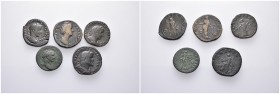 Lot of 5 Roman coins. Æ Sestertius. Lot sold as seen - no returns.