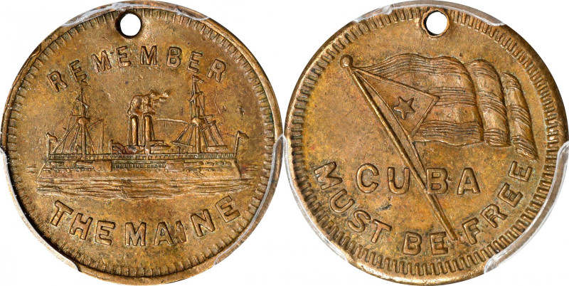 Undated (1898) Remember the Maine / Cuba Must Be Free Token. Brass. Plain Edge. ...