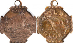 Undated (ca. 1898) U.S.S. Maine / Old Glory Medalet. Gilt Bronze. AU Details--Obverse Scratched (NGC).
9.4 mm, octagonal. Looped for suspension. Obv:...