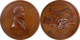 1817 James Monroe Indian Peace Medal. Third Size. By Moritz Furst and John Reich. Julian IP-10. Bronze. Mint State.
51 mm.