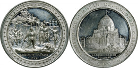 1893 World's Columbian Exposition. Administration Building / Columbus Landing Medal. Eglit-54, Rulau-D17. White Metal. About Uncirculated, Hairlines....