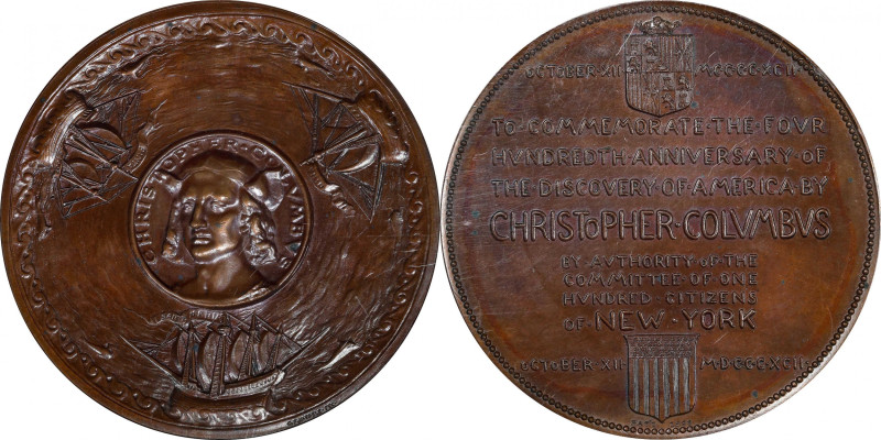 1892 World's Columbian Exposition. Committee of One Hundred Medal. Eglit-98A, Ru...