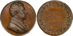 1824 Lafayette Portrait Medal. By Caunois. Fuld LA.1824.5, Olivier-35. Bronze. MS-64 BN (PCGS).
47 mm.