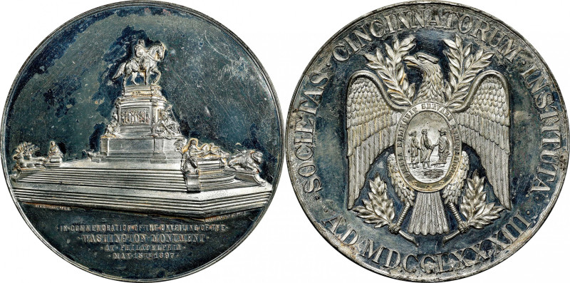 1897 Washington Monument at Philadelphia Medal. Baker S-324A. White Metal. Mint ...