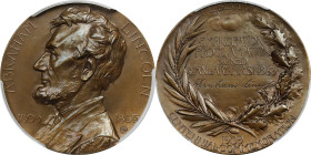 1909 Lincoln Centennial - Emancipation Proclamation Medal. By J.E. Roine. Cunningham 11-070C, King-305. Bronze. Specimen-65 BN (PCGS).
63 mm.