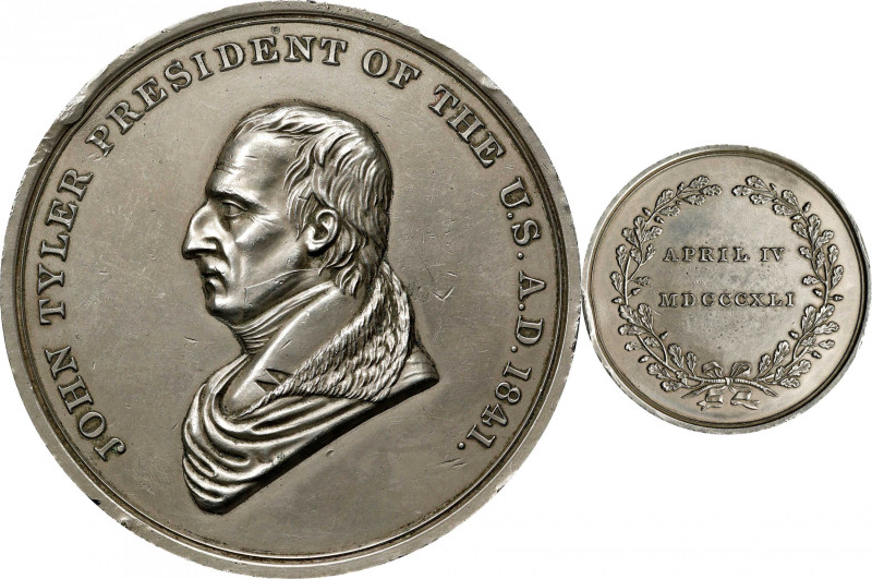 1841 John Tyler Presidential Medal. By Ferdinand Pettrich and Christian Gobrecht...