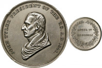 1841 John Tyler Presidential Medal. By Ferdinand Pettrich and Christian Gobrecht. Julian PR-8. Bronze. About Uncirculated, Edge Bruises. Heavily plate...