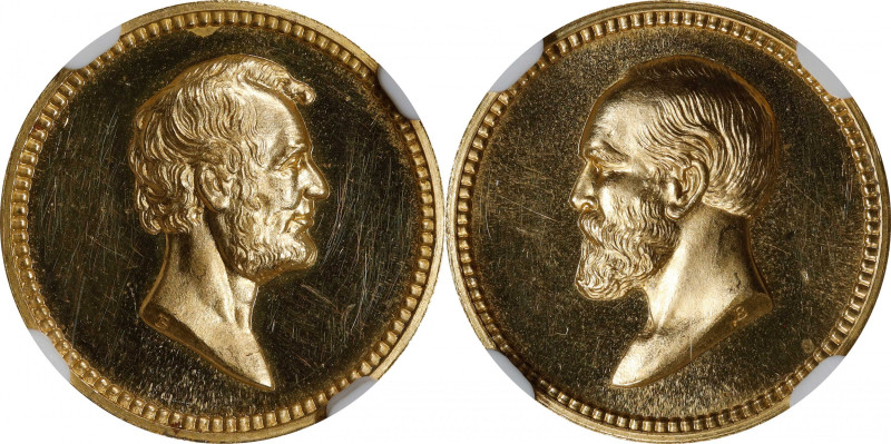 Undated (ca. 1882) Lincoln and Garfield Medalet. By William and Charles E. Barbe...