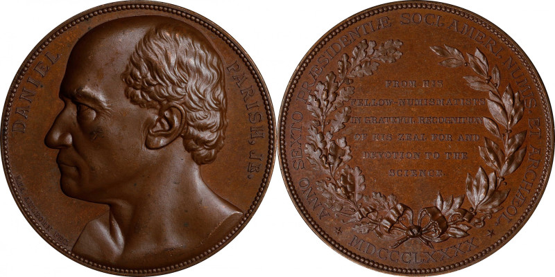 1890 Daniel Parish Medal. By Lea Ahlborn. Miller-8. Bronze. Choice About Uncircu...