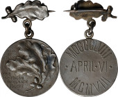 1908 American Numismatic Society Fiftieth Anniversary Medal with Oak Leaf Clasp. By Victor David Brenner, Struck by Tiffany & Co. Miller-19. Silver. A...