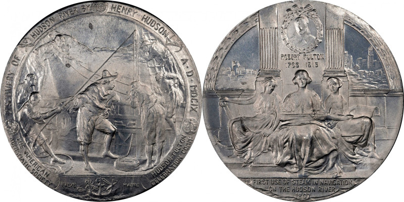 1909 Hudson-Fulton Celebration Medal. By Emil Fuchs. Miller-23. Aluminum. Mint S...