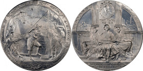 1909 Hudson-Fulton Celebration Medal. By Emil Fuchs. Miller-23. Aluminum. Mint State.
51 mm.
Collector tag included.