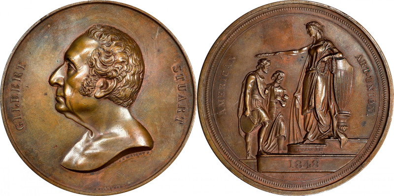 1848 Art Union Gilbert Stuart Medal. By Charles Cushing Wright. Julian PE-33. Br...