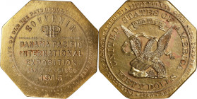 1915 Panama-Pacific International Exposition. Octagonal Dollar. Type I. HK-424, SH 18-31.1 GP. Rarity-6. Gilt Bronze. C.G. Brinker/Irvine & Jachens. U...