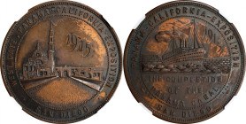1915 Panama-California Exposition. West Gate - Canal Completion Dollar. HK-432, SH 19-3 AC. Rarity-6. Antiqued Copper. MS-62 RB (NGC).
38 mm.
Ex Ost...