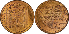 1939 Golden Gate International Exposition. Golden Gate - Map of U.S. (E.E. Hensley) Dollar. HK-478, SH 23-4 GP. Rarity-5. Gilt. MS-63 (NGC).
38 mm.