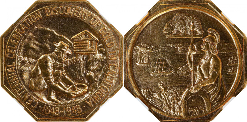 1948 California Gold Discovery Centennial Medal, Type I, HK-497, Rarity-4, Gold-...