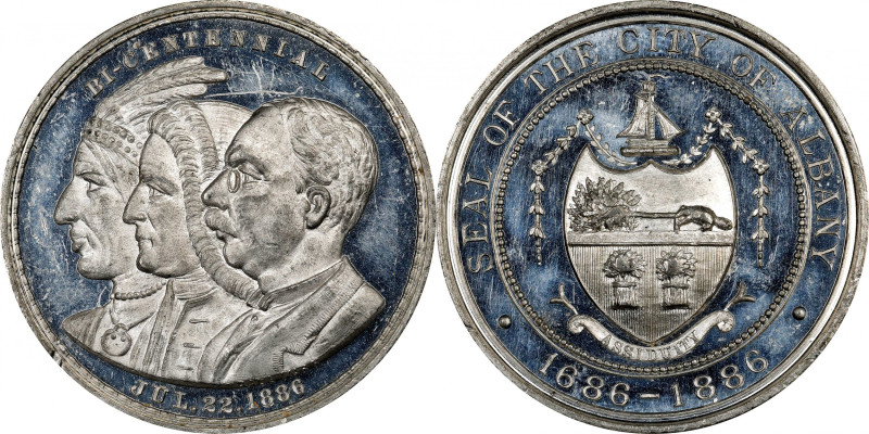 1886 Albany, New York Bicentennial Medal. Type I. HK-601, Rulau NY-Ab 4. Rarity-...