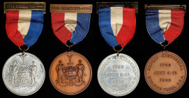 Lot of (2) 1898 Sesquicentennial of Reading, Pennsylvania Medals. Unlisted SCD-183.
41.8 mm, medal only. Included are: bronze, Mint State; and white ...