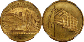 1936 San Francisco-Oakland Bay Bridge Completion Medal. HK-Unlisted. Gilt Brass. MS-62 (NGC).
36 mm. Obv: Bay Bridge and harbor scene with inscriptio...