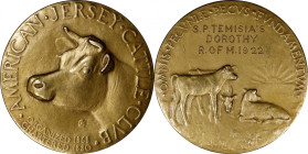 1922 American Jersey Cattle Club Award Medal. Struck by Medallic Art Company. Harkness Nat-80. Gold. Mint State.
35 mm. 29.19 grams, 14 karat, 17.08 ...