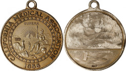 1870 California Medical Association Award Medal. Gold. Mint State.
38.5 mm. 27.05 grams, 14 karat, 15.82 grams AGW. With integral loop for suspension...