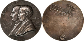 1908 Aero Club of America Wright Brothers Medal. By Victor David Brenner. Smedley-81. Silver. Extremely Fine.
76 mm. 126 gr. Obv: Busts of the two av...