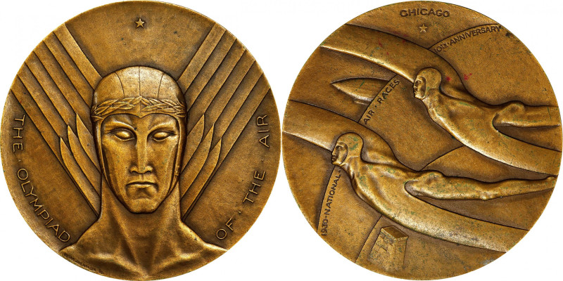 1930 National Air Races Commemorative Medal. By Oskar J.W. Hausen. Bronze. Extre...