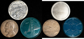 Lot of (3) Aviation-Themed Medals from U.S. World's Fairs in the 1930s.
Included are: thick 69 mm uniface silver-plated Century of Progress medal dep...