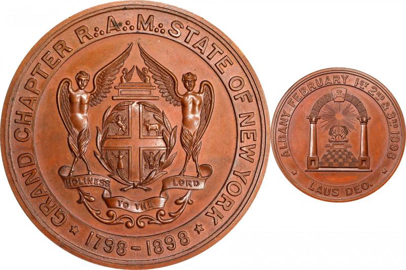 1898 New York Grand Chapter of the Royal Arch Masons Centennial Medal. Bronze. M...