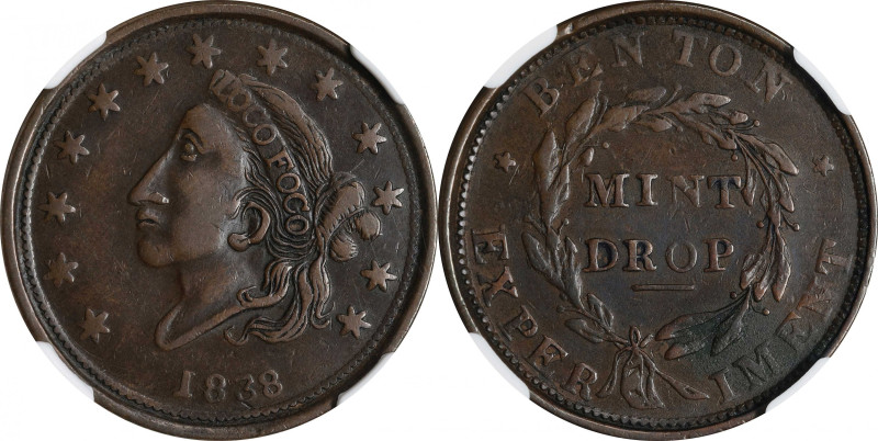 1838 Mint Drop. HT-63, Low-55, DeWitt-CE 1838-14, W-11-430a. Rarity-1. Copper. P...