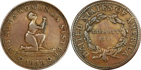 1838 Am I Not A Woman. HT-81, Low-54, W-11-720a. Rarity-1. Copper. Plain Edge. Very Fine, Cleaned.
28.3 mm.