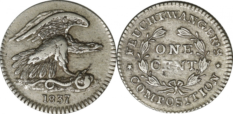 New York--New York. 1837 Feuchtwanger Cent. HT-268, Low-120, W-NY-480 Dies 6-I. ...