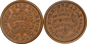 Connecticut--Waterbury. Undated (1861-1865) New York Store. Fuld-560A-1a. Rarity-4. Copper. Plain Edge. About Uncirculated.
19 mm.
Collector envelop...