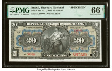 Brazil Thesouro Nacional 20 Mil Reis ND (1909) Pick 44s Specimen PMG Gem Uncirculated 66 EPQ. Two POC's present. 

HID09801242017

© 2022 Heritage Auc...
