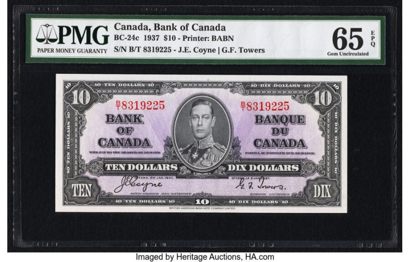 Canada Bank of Canada $10 2.1.1937 BC-24c PMG Gem Uncirculated 65 EPQ. 

HID0980...