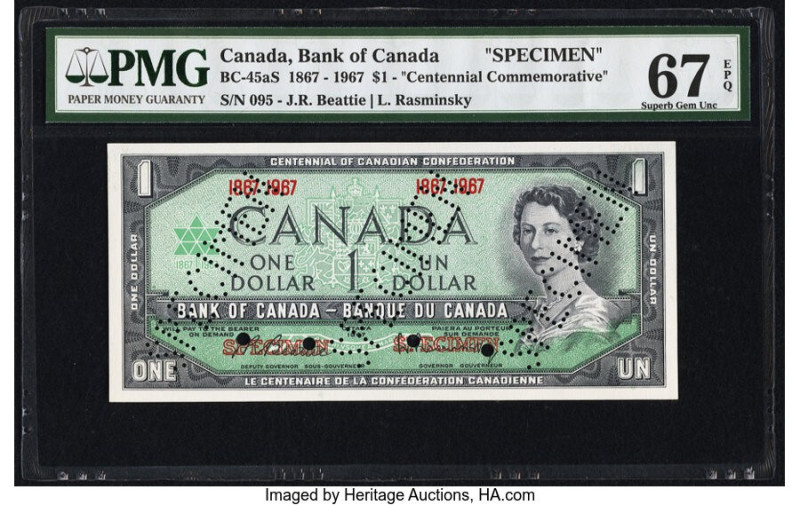 Canada Bank of Canada $1 1867-1967 BC-45aS Commemorative Specimen PMG Superb Gem...